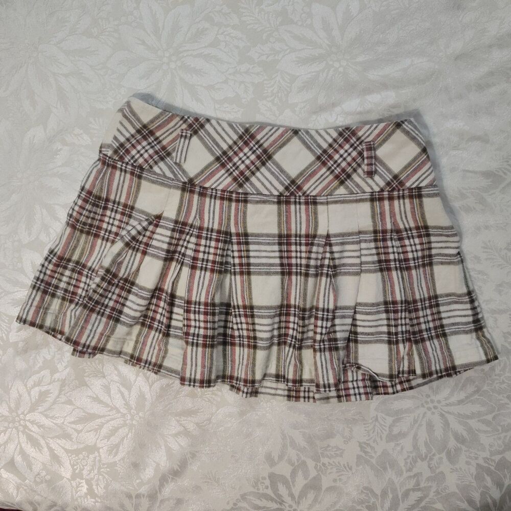 Vintage Y2K Mudd Plaid Pleated Mini Skirt Lowrise Coquette Schoolgirl Size Large
